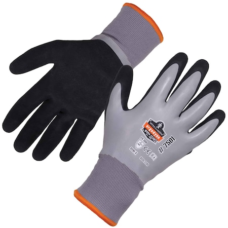 Ergodyne Gray Coated Waterproof Winter Work Gloves, S, PR 7501